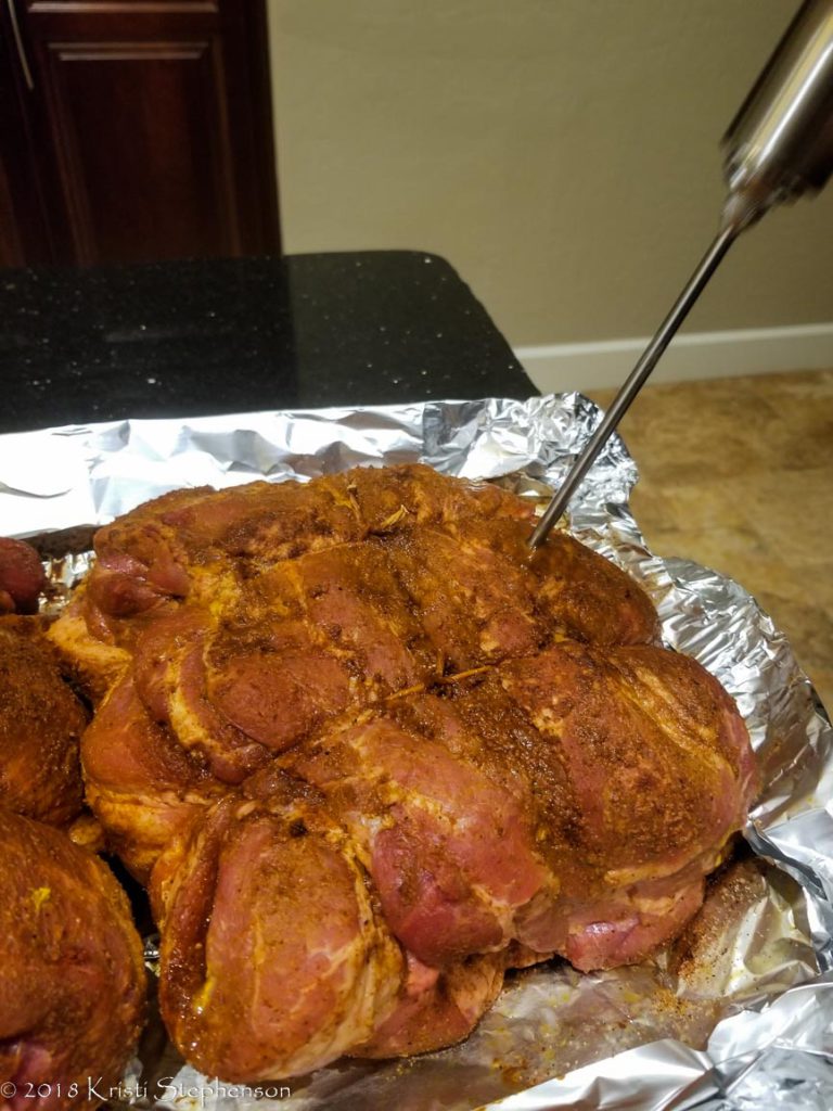 injecting pork shoulder