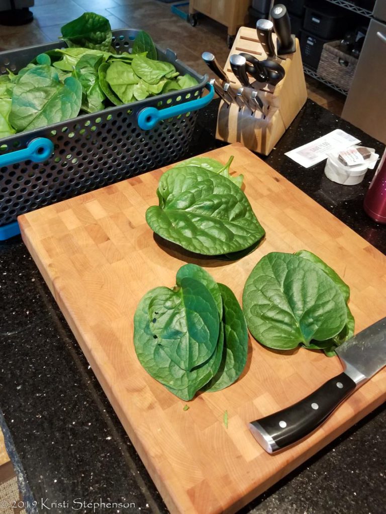 Malabar spinach - prep